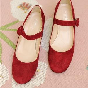 Summit by White Mountain Red Suede Mary Janes